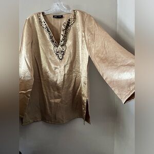 NY&Co. Gold Blouse with Embellished Neckline